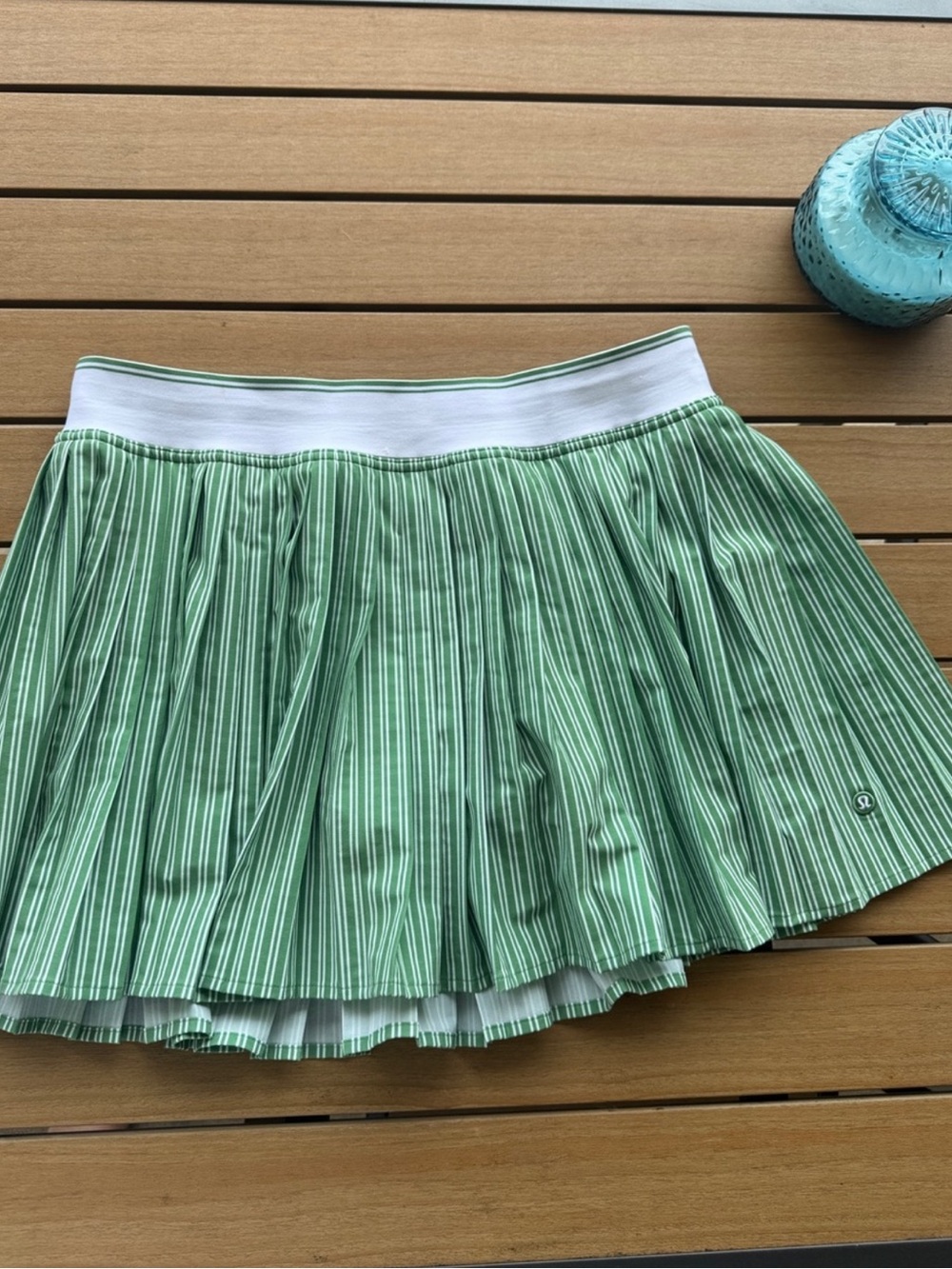 🍋Brand New Lululemon Knife Pleat Twice Striped Canteen Green Tennis Skirt 🍋